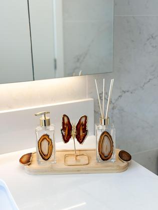 Imagem de Kit Lavabo Com Pedra Em Ágata Natural Banhada