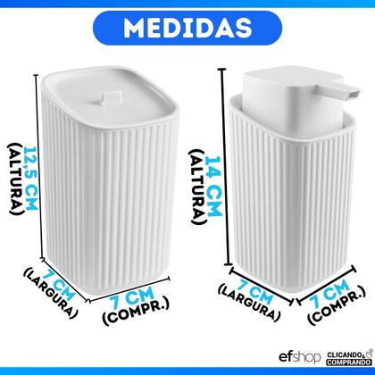 Imagem de Kit Lavabo Completo Com Bandeja Decoração Banheiro Dispenser Porta Escovas Algodão