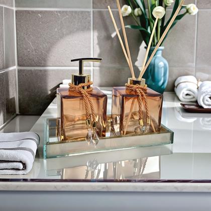 Imagem de Kit Lavabo Completo de Vidro Luxo Banheiro Casa Decoração Escritório Aroma Difusor