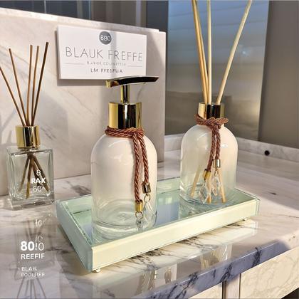 Imagem de Kit Lavabo Completo Luxo Branco Bandeja Banheiro Decoração Presente Decoração