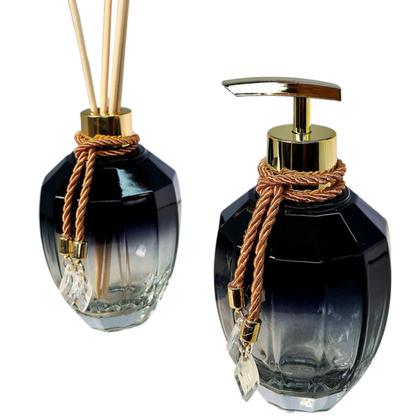 Imagem de Kit Lavabo Preto Banheiro Decoração Completo Vidro Super Luxo Presente Turmalina