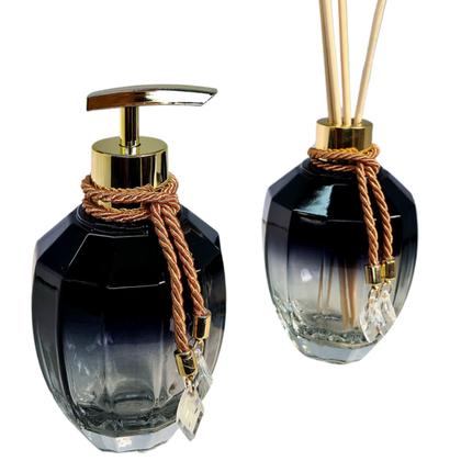 Imagem de Kit Lavabo Preto Banheiro Decoração Completo Vidro Super Luxo Presente Turmalina