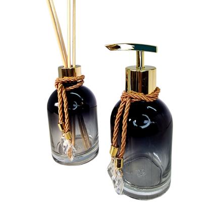 Imagem de Kit Lavabo Preto Decoração Dourado Completo De Vidro Luxo Difusor Saboneteira Banheiro Premium