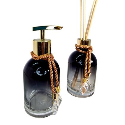 Imagem de Kit Lavabo Preto Decoração Dourado Completo De Vidro Luxo Difusor Saboneteira Banheiro Premium