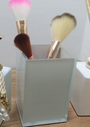 Imagem de Kit Lavabo Saboneteira Porta Sabonete Líquido Aromatizador Difusor Porta Escova De Dentes Pincel Maquiagem-Organizadores Jogo Banheiro-Branco e Prata