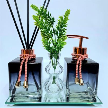 Imagem de Kit Lavabo Vasinho Cristal Saboneteira, Difusor E Acessórios