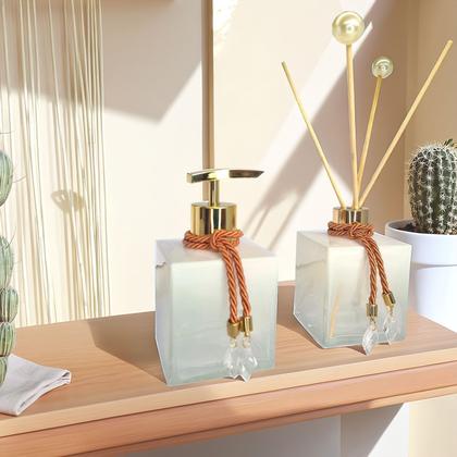 Imagem de Kit Lavabo Vidro Completo Com Difusor e Saboneteira Luxo 