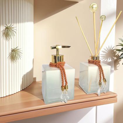 Imagem de Kit Lavabo Vidro Completo Com Difusor e Saboneteira Luxo 