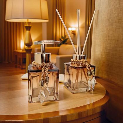 Imagem de Kit Lavabo Vidro Super Luxo  Difusor Banheiro Saboneteira Vidro