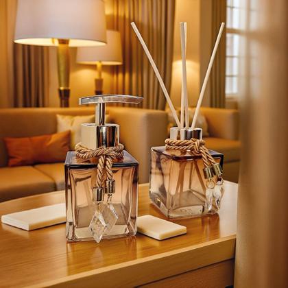 Imagem de Kit Lavabo Vidro Super Luxo  Difusor Banheiro Saboneteira Vidro