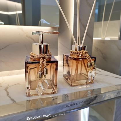 Imagem de Kit Lavabo Vidro Super Luxo  Difusor Banheiro Saboneteira Vidro