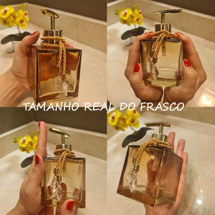 Imagem de Kit Lavabo Vidro Super Luxo  Difusor Banheiro Saboneteira Vidro