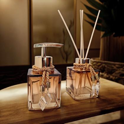 Imagem de Kit Lavabo Vidro Super Luxo  Difusor Banheiro Saboneteira Vidro