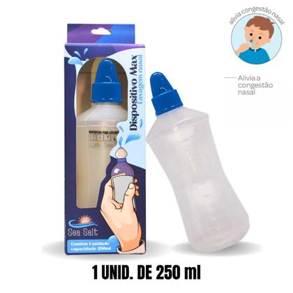 Imagem de Kit Lavagem Nasal Garrafinha 250ml Cânula + Sal c/30 Sachês