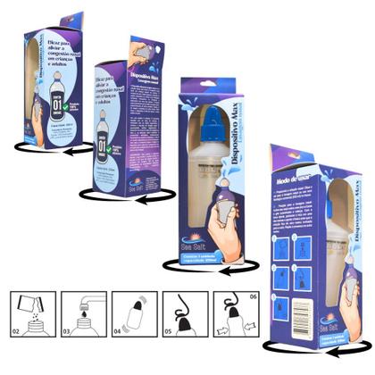 Imagem de Kit Lavagem Nasal Garrafinha 250ml Cânula + Sal c/30 Sachês