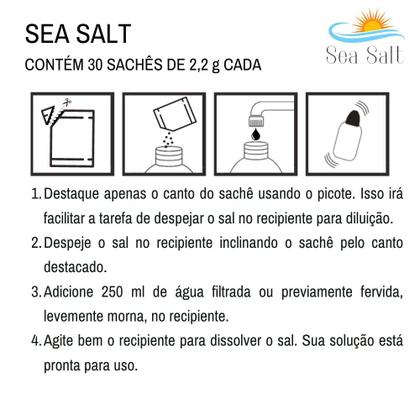 Imagem de Kit Lavagem Nasal Garrafinha 250ml Cânula + Sal c/30 Sachês