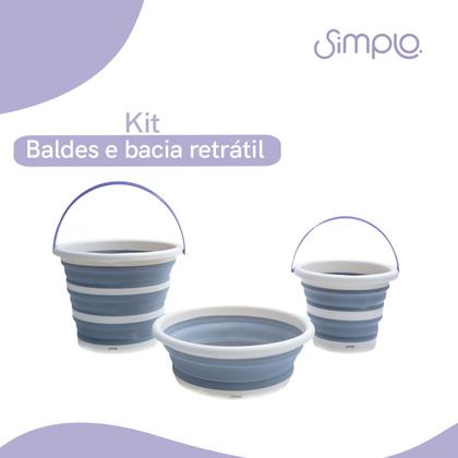 Imagem de Kit Lavanderia 2 Baldes Dobráveis 5l E 10l Bacia 8l Simplo