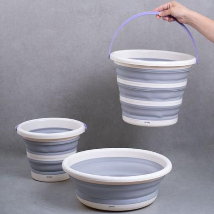 Imagem de Kit Lavanderia 2 Baldes Dobráveis 5l E 10l Bacia 8l Simplo