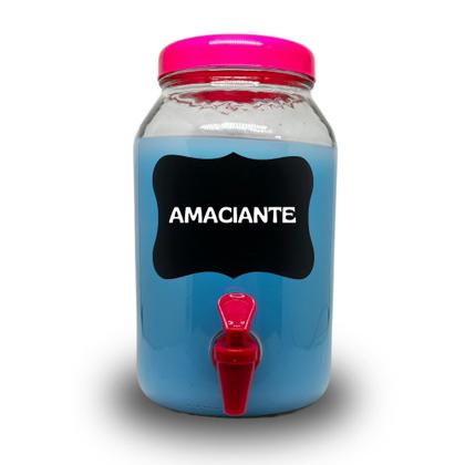 Imagem de Kit lavanderia 3 potes com torneira  sabão , amaciante e alvejante 3 litros cada com lousa e giz