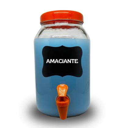 Imagem de Kit lavanderia 3 potes com torneira  sabão , amaciante e alvejante 3 litros cada com lousa e giz