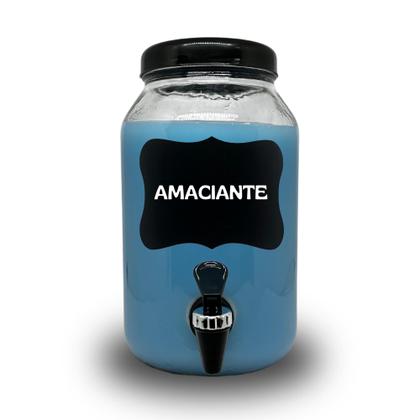 Imagem de Kit lavanderia 3 potes com torneira  sabão , amaciante e alvejante 3 litros cada com lousa e giz