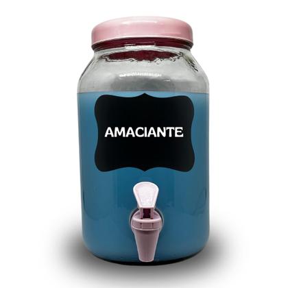 Imagem de Kit lavanderia 3 potes com torneira  sabão , amaciante e alvejante 3 litros cada com lousa e giz