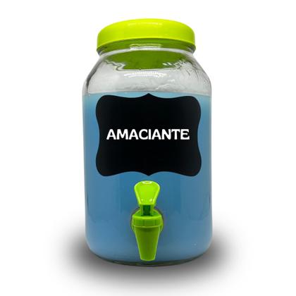 Imagem de Kit lavanderia 3 potes com torneira  sabão , amaciante e alvejante 3 litros cada com lousa e giz