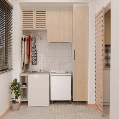 Imagem de Kit Lavanderia 500 com Balcao Branco - 48 Litros