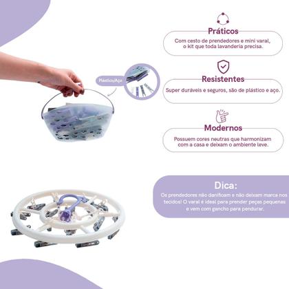 Imagem de Kit Lavanderia com Cesto Prendedores E Mini Varal - Simplo