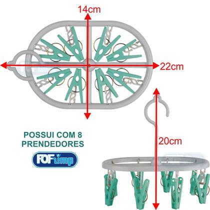 Imagem de Kit lavanderia de casa com cesto com 36 prendedores + mini varal oval 8 prendedor - pregador