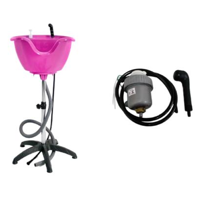 Imagem de kit lavatorio portatil rosa + aquecedor de agua salão cabelo