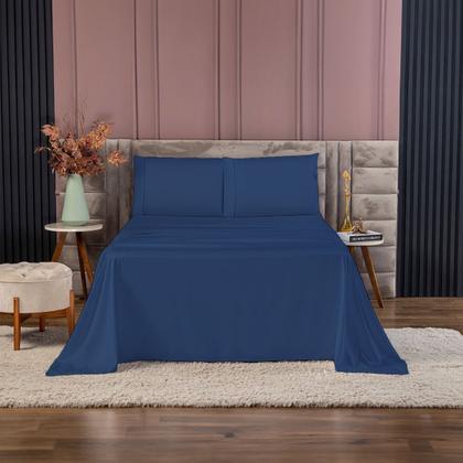 Imagem de Kit Leçol de Cama Completo 400 Fios Percal 4 Peças Ponto Palito Anti-pilling com Toque 100% Macio Premium