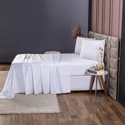 Imagem de Kit Leçol de Cama Completo 400 Fios Percal 4 Peças Ponto Palito Anti-pilling com Toque 100% Macio Premium