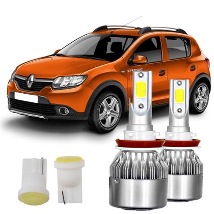 Imagem de Kit Led Farol Milha Sandero Stepway 2011/2014 6000k + Pingo T10