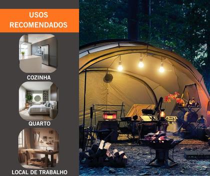 Imagem de Kit LED Solar Portátil Foxlux com Painel Solar, 2 Lâmpadas LED, Carregador USB e Bateria Recarregável