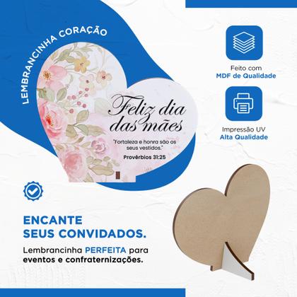Imagem de Kit Lembrancinhas Coração MDF Flores Feliz dia das Mães
