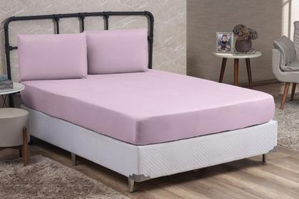 Imagem de Kit Lençol Cama Queen Size 3 peças Liso com Elástico e Fronha Cama Box