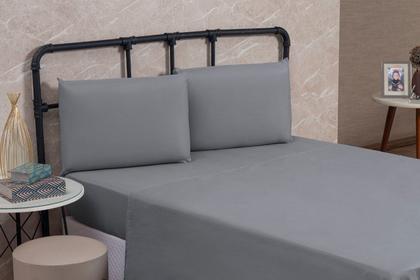 Imagem de Kit Lençol Cama Queen Size 4 peças Liso com Elástico e Fronha Cama Box