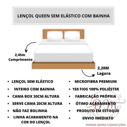 Imagem de Kit Lençol Cama Queen Size 4 peças Liso com Elástico e Fronha Cama Box