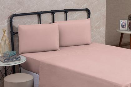 Imagem de Kit Lençol Cama Queen Size 4 peças Liso com Elástico e Fronha Cama Box