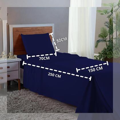 Imagem de Kit Lençol de Solteiro 400 Fios Poliéster 3 Peças Conjunto com Elástico e Fronha