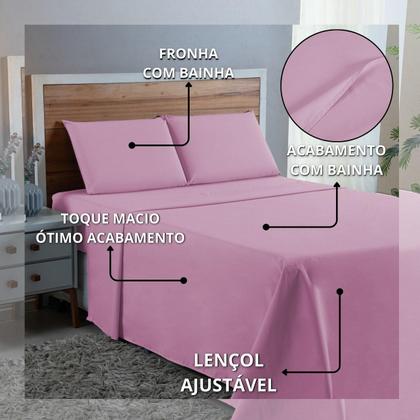 Imagem de Kit Lençol King Size 100% Algodão Percal 300 Fios 4 peças