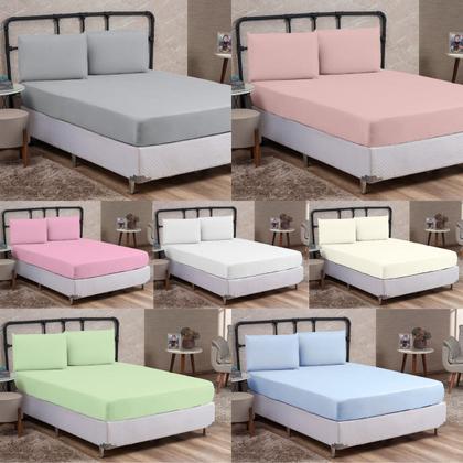 Imagem de Kit Lençol Liso Cama Solteiro 2 peças com Fronha 100% Algodão Percal 200 Fios