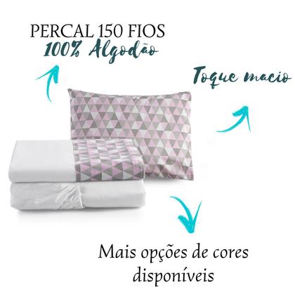 Imagem de Kit Lençol Mini Cama 100% Algodão Branco Tri 3 Pçs Moderno