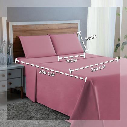 Imagem de Kit Lençol Queen Size 100% Algodão Percal 300 Fios 4 peças