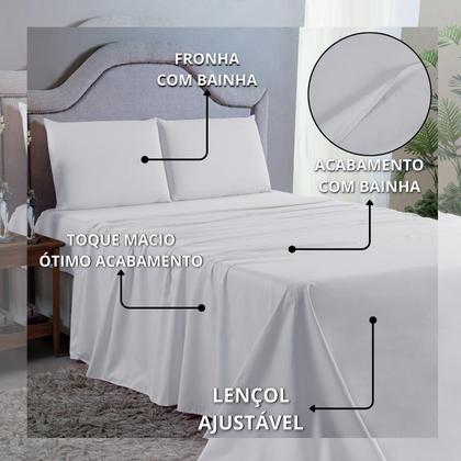 Imagem de Kit Lençol Super King 4 Peças 400 Fios Toque Aveludado com Elástico Fronhas e Virol