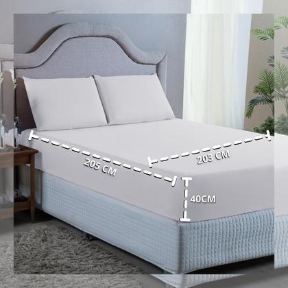 Imagem de Kit Lençol Super King 4 Peças 400 Fios Toque Aveludado com Elástico Fronhas e Virol