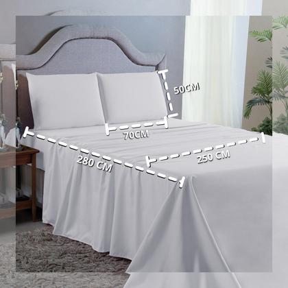 Imagem de Kit Lençol Super King 4 Peças 400 Fios Toque Aveludado com Elástico Fronhas e Virol