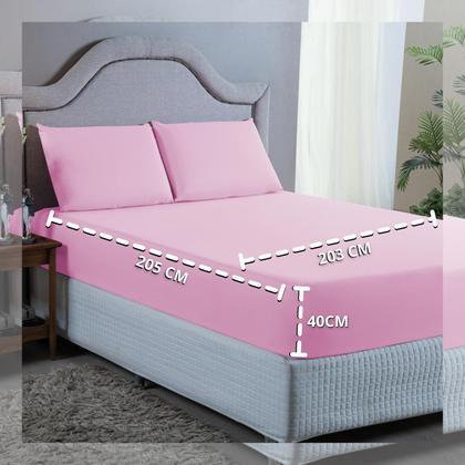 Imagem de Kit Lençol Super King 4 Peças 400 Fios Toque Aveludado com Elástico Fronhas e Virol