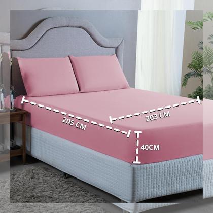 Imagem de Kit Lençol Super King 400 Fios Poliéster 4 Peças Jogo Forro de Cama Box Extra Macio